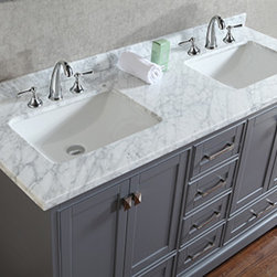 60 inch Gray Double Sink Bathroom Vanity Set with Mirror - Bathroom Vanities And Sink Consoles