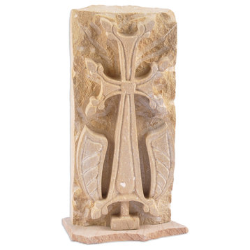 Novica Handmade Great Celtic Cross Felsite Stone Sculpture