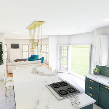 Green and brass/gold kitchen