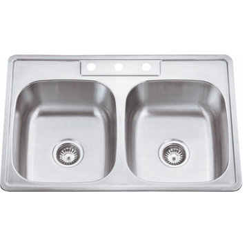 Stainless Steel 20-Gauge Double Bowl Drop-In Kitchen Sink