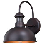 Vaxcel - Franklin Motion Sensor Dusk to Dawn Outdoor Wall Light Oil Burnished Bronze - Franklin is a traditional barn light style piece that blends well with transitional, farmhouse, cottage, and loft interiors and exteriors. Bring a level of sophistication to your trendy urban style. Dualux multi-level outdoor security lighting is designed to fit your lifestyle and enhance the beauty, safety, and usability of your home's exterior areas. Enjoy the comfort and convenience of continuous bright illumination during the early evening hours with automatic dimming late at night to provide soft, ambient illumination until dawn. Rest assured knowing that whenever motion is detected, on-demand bright illumination will be triggered to keep your property safe and secure. This fixture works with any dimmable incandescent or halogen bulb and many dimmable LED bulb models. You get convenience, security, and efficiency with Dualux outdoor light fixtures.