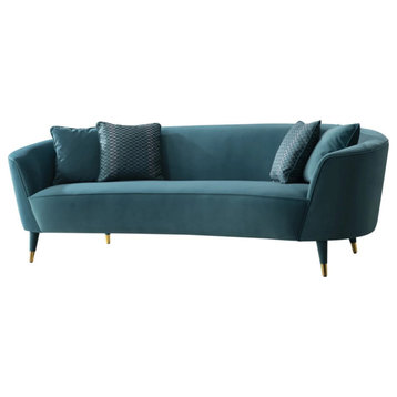 Soro Modern Aqua Velvet Sofa