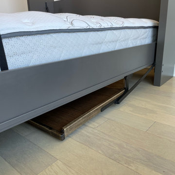 Custom Built Vertical Queen Size Murphy Bed with Desk Combo, Two-Tone Finish