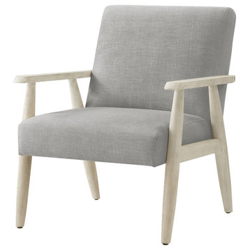 Rustic Manor Gian Armchair Upholstered, Gray and Cream Linen