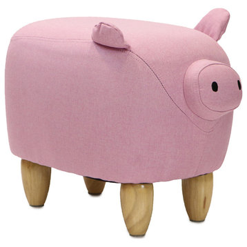 15" Seat Height Animal Shape Ottoman Furniture Pink Pig