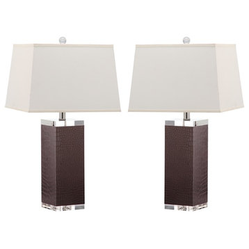 Safavieh Deco Leather Table Lamps, Set of 2, Brown