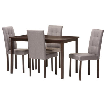 Andrew 5-Piece Fabric Upholstered Grid-Tufting Dining Set, Grey