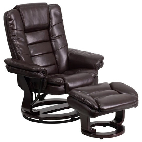 Flash Furniture BT-7818-BN-GG Bonded Leather Recliner and Ottoman, Brown