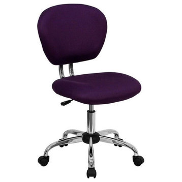 Pemberly Row Contemporary Mid-Back Mesh Office Swivel Chair in Purple