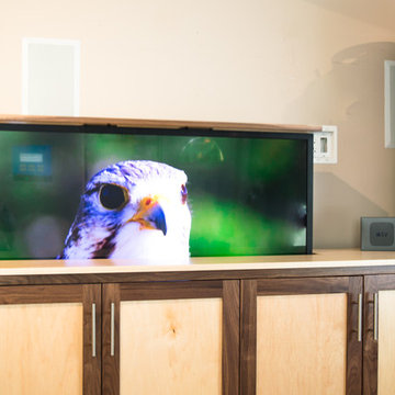 TV Lift Cabinet in solid Maple Infused with Solid Walnut (The Naramada)