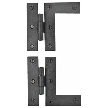 Wrought Iron Cabinet Hinges-Black-Left and Right-Colonial Style-Rust Resistant