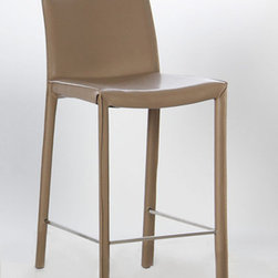 Emma Fully Wrapped Leather Counter Stool | Cappuccino (Set of 2) - Bar Stools And Counter Stools