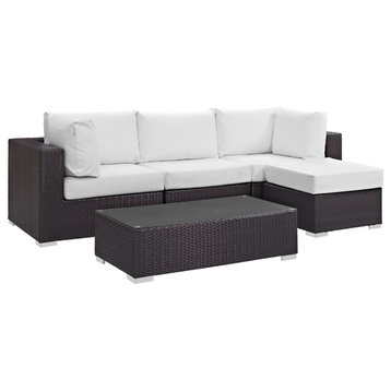 Convene Outdoor Sectional Set - Durable Rattan Weave Weather-Resistant Cushions