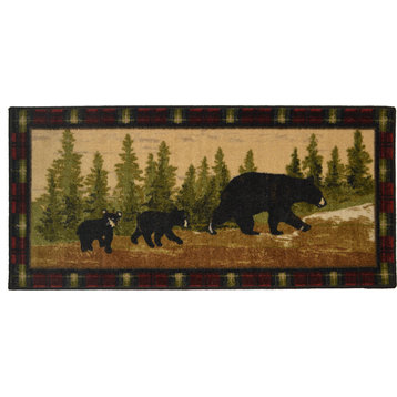 Cozy Cabin Rustic Lodge  Kitchen Accent Rug, 20"x44", Following Mama