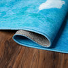 My Magic Carpet Watercolor Aqua Blue Rug, 2.5'x7'