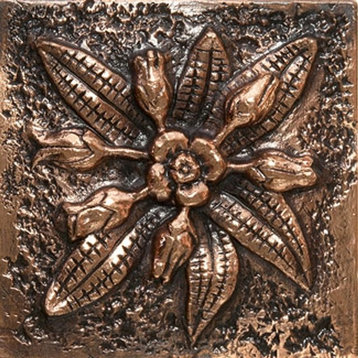 Flower Tile 3, Set of 12, Copper