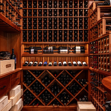 Traditional Mahogany Wooden Home Wine Cellar in San Luis Obispo