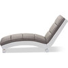 Percy Upholstered Chaise Lounge, Gray Fabric and White Faux Leather