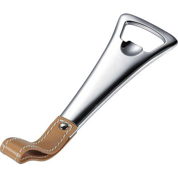 Visol Tanner Silver Plated Tan Leather Bottle Opener