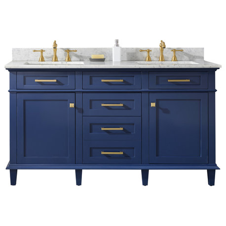 60" Double Sink Vanity Cabinet, Blue