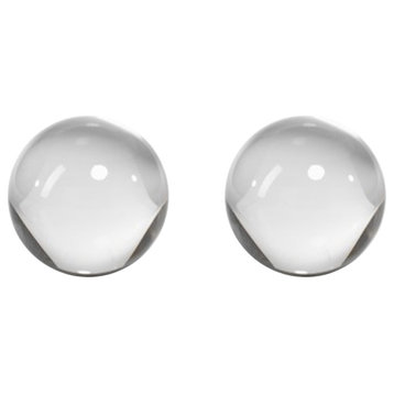 "Jacy" 3.5" Diameter Crystal Glass Decorative Object, Ball Shaped (Set of 2)
