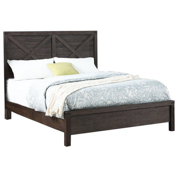 Wood Bed, Dark Gray, Queen
