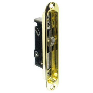 FPL Sliding Door Lock, Stainless Steel, Recessed Adapter Polished Brass