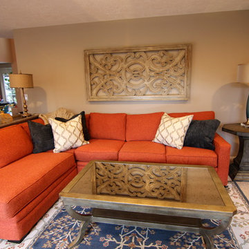 Vancouver Transitional Blue/Orange Living Room