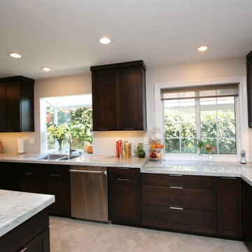 Transitional Cherry Espresso Kitchen