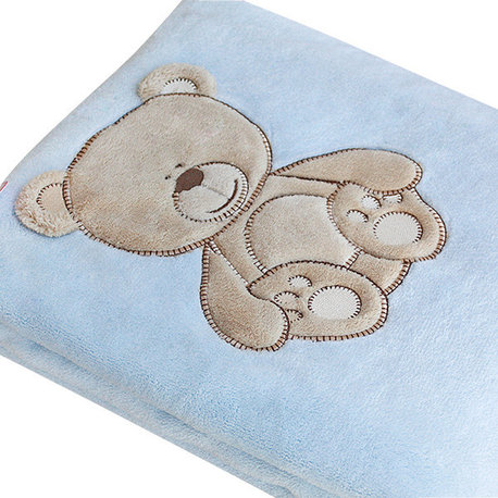 Lovely BearEmbroidered Applique Polar Fleece Baby Throw Blanket (30.7"-39.4")