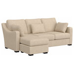 Hillsdale Furniture - Hillsdale York Upholstered Sectional Chaise - It's been a long day. So, kick off your shoes, grab your softest blanket, and curl up for the foreseeable future on this Chaise Sectional Couch. Crafted for style and comfort, this three-seat casual sectional features a reversible chaise that can be adjusted to the left or right depending on the layout of your living space and is fully covered in a soft and neutral sand upholstery that lets it blend in with any decor. Plus, removable cushions, matching throw pillows, and slightly scooped arms give you so many ways to recline and relax. Assembly required.