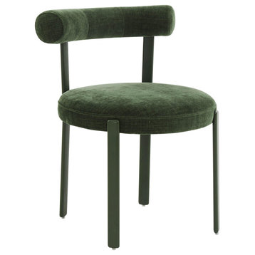 Margaret Forest Green Chenille Bolster Back Dining Chair