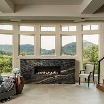 Mountain Contemporary Custom Home - Lower Fireplace