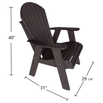 Phat Tommy Fire Pit Chair - Poly Adirondack Chair, Outdoor Patio Chair, Brown