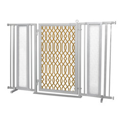 Fusion Gates - Fusion Gate with Gold Lattice Design, Satin Nickel, 60"-65" - Dog Gates