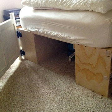 Bookcase bed support with storage