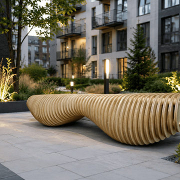 Modern Wooden Bench "CLOUDE" – Custom Finish, Birch Plywood, 73"x26"x16"