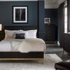 Genovese Modern Bedroom Set - Black and Gold, King Set of 5 (Bed, Nightstand, Chest, Dresser and Mirror)