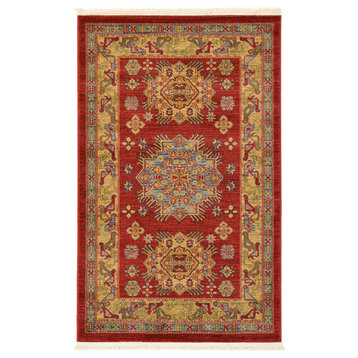 Unique Loom Red Cyrus Sahand 3' 3 x 5' 3 Area Rug