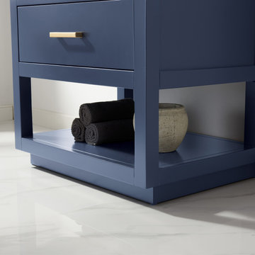Remi 30" Single Bathroom Vanity Set in Royal Blue and Carrara White Marble Count