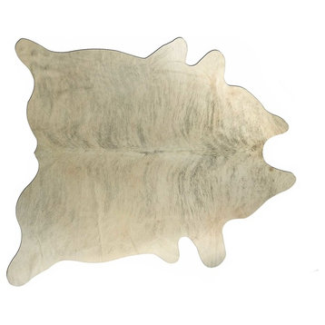6' X 7' Light Taupe And Brown Exotic Cowhide  Rug