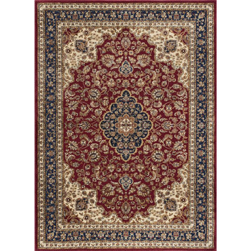 Traditional Area Rug, Smooth Polypropylene With Unique Oriental Pattern, Red