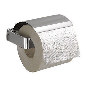 Square Polished Chrome Toilet Roll Holder With Cover