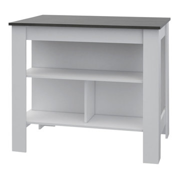 Lindon Kitchen Island, White, Smokey Oak