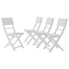 GDF Studio Vicaro Outdoor White Acacia Wood Foldable Dining Chairs, Set of 4