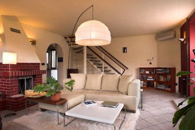 Example of a minimalist family room design in Austin