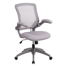 Mesh Chair With Flip-Up Arms, Gray