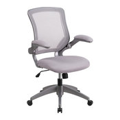 Mesh Chair With Flip-Up Arms, Gray