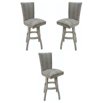 Home Square 34" Swivel Wood Extra Tall Bar Stool in Natural Fun - Set of 3