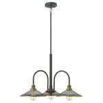 HInkley - Rigby Buckeye Bronze 3 Light Small Single Tier - Rigby is inspired by the Americana barn light reborn as a chic interior retro classic. Features such as cast socket covers, mesh shades, canopy detail and two-tone finish options combine the best in both vintage and industrial design elements.